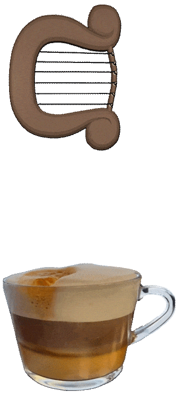 Kaffekopp med lyra ovanför